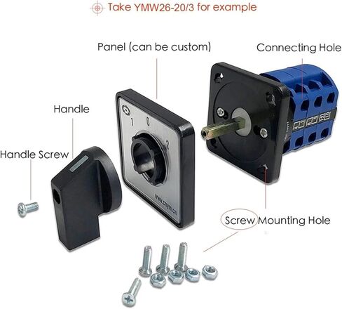LW26-20/1 Off-ON 2 موضع ثقب واحد مع مفتاح القفل Universal220V مصدر الطاقة قطع البدء خيار مفتاح الكاميرا الدوارة in Kuwait
