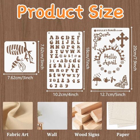 BATHRINS 96 Pcs Stencils Set for Painting Reusable Stencil Crafts Flowers & Letters Drawing Templates for Wall, Fabric Art, Wood, Scrapbook, Home Signs in Saudi Arabia