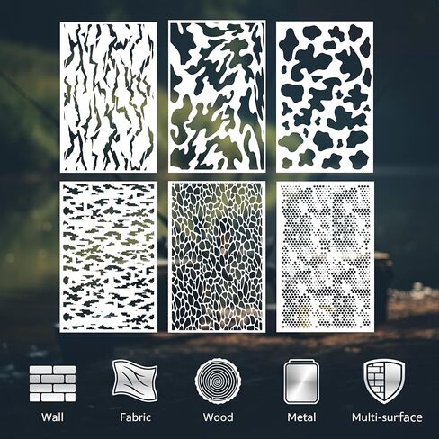 6-Pack Mylar Camouflage Stencils 14"x9" – Reusable Tactical Pattern Templates for Airbrush & Spray Paint, Helmets, Boats, RC Models & DIY Projects №3 in Saudi Arabia