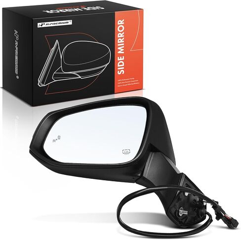 A-Premium Driver Side Power Door Mirror - Compatible with Toyota Highlander 2020 2021 2022 2023 - Heated Manual Folding Black Outside Rear View Mirror with Turn Signal and Blind Spot Detection in Kuwait