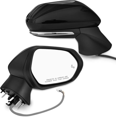 Passenger Side Door Mirror Replacement for 2018–2024 Toyota Camry, Heated, Blind Spot Monitor, Turn Signal Light, Power Adjustment, 7-Pin, Black, Side View Mirror Assembly, Replaces TO1321368 in Kuwait
