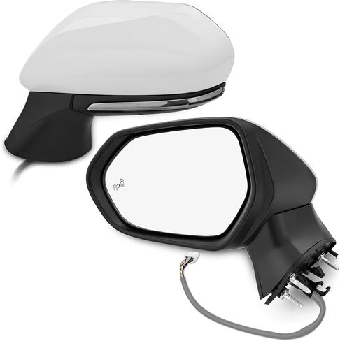Passenger Side Door Mirror Replacement for 2018–2024 Toyota Camry, Heated, Blind Spot Monitor, Turn Signal Light, Power Adjustment, 7-Pin, Black, Side View Mirror Assembly, Replaces TO1321368 in Saudi Arabia