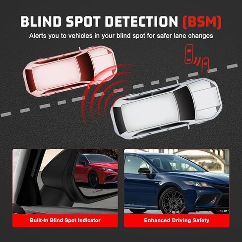 Passenger Side Door Mirror Replacement for 2018–2024 Toyota Camry, Heated, Blind Spot Monitor, Turn Signal Light, Power Adjustment, 7-Pin, Black, Side View Mirror Assembly, Replaces TO1321368 in Kuwait