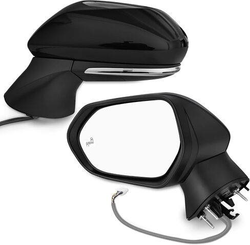 Passenger Side Door Mirror Replacement for 2018–2024 Toyota Camry, Heated, Blind Spot Monitor, Turn Signal Light, Power Adjustment, 7-Pin, Black, Side View Mirror Assembly, Replaces TO1321368 in Kuwait