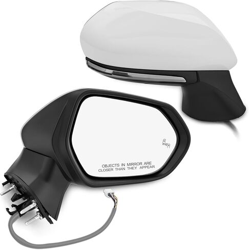 Passenger Side Door Mirror Replacement for 2018–2024 Toyota Camry, Heated, Blind Spot Monitor, Turn Signal Light, Power Adjustment, 7-Pin, Black, Side View Mirror Assembly, Replaces TO1321368 in Kuwait