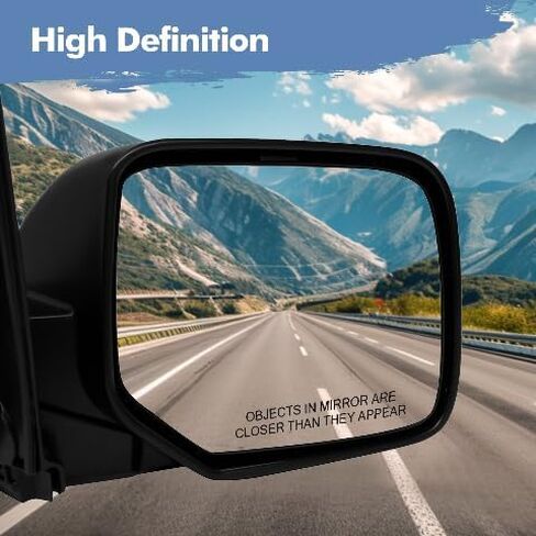 PM Auto Driver & Passenger Side Mirrors, Left-Right Power Heated Paintable Manual Folding Replacement For 2009-2015 Honda Pilot, Door Mirror Pair of 2 in Kuwait