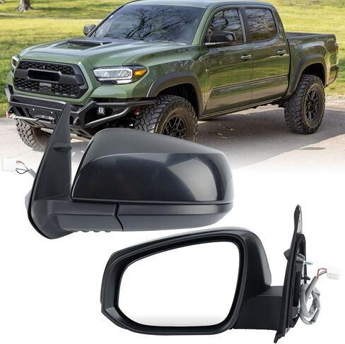 مرآة جانبية للسائق متوافقة مع Toyota Tacoma 2016-2025 طلاء يدوي قابل للطي لمطابقة مرآة الرؤية الخلفية استبدال 87940-04230 أسود 5 دبابيس in Kuwait