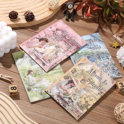 4 Books of Season Garden People Scrapbooking Stickers 500 Pre-Cut PET Flower Transparent Stickers for Journaling and Scrapbooking in Saudi Arabia