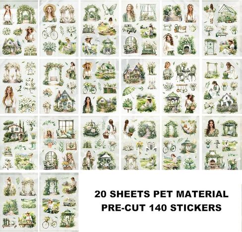 4 Books of Season Garden People Scrapbooking Stickers 500 Pre-Cut PET Flower Transparent Stickers for Journaling and Scrapbooking in Saudi Arabia