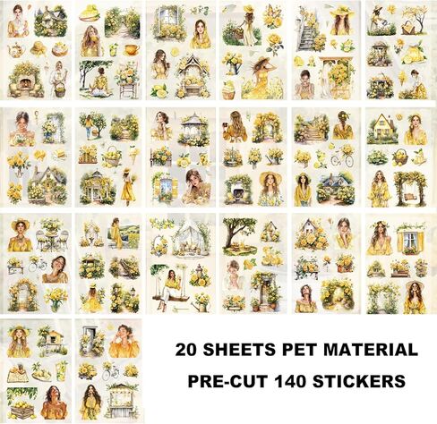 4 Books of Season Garden People Scrapbooking Stickers 500 Pre-Cut PET Flower Transparent Stickers for Journaling and Scrapbooking in Saudi Arabia