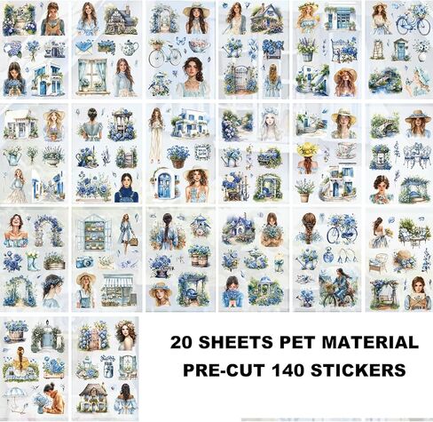 4 Books of Season Garden People Scrapbooking Stickers 500 Pre-Cut PET Flower Transparent Stickers for Journaling and Scrapbooking in Saudi Arabia