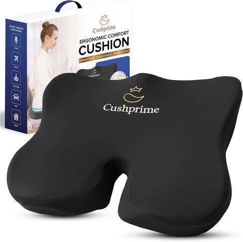 Seat Cushion for Chair, Memory Foam Seat Cushion for Tailbone Pain Relief- Ergonomic Support for Coccyx, Back & Butt- Office & Truck Ergonomic Chair Cushion, Black in Kuwait