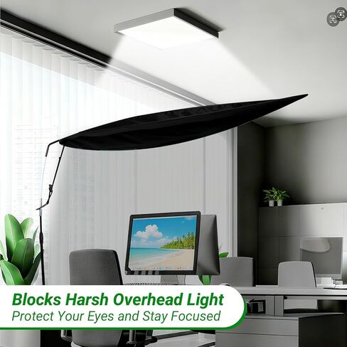 Adjustable Office Cubicle Shade – Create a Calm, Light-Free Desk, Blocks Overhead Light & Helps Reduce AC Airflow – Black Desk Shade for Office Workers in Saudi Arabia
