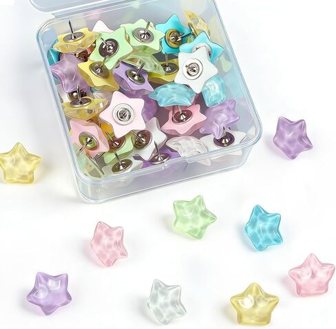 48 PCS Star Push Pins, 6 Colored Cute Push Pins Thumbtacks for Cork Board Decorative Thumb Tacks for Photos Pictures Maps Display Bulletin Board Corkboard Home Office School Decor in Saudi Arabia