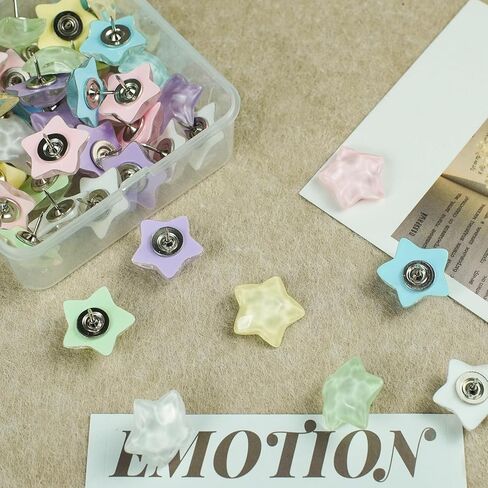48 PCS Star Push Pins, 6 Colored Cute Push Pins Thumbtacks for Cork Board Decorative Thumb Tacks for Photos Pictures Maps Display Bulletin Board Corkboard Home Office School Decor in Saudi Arabia