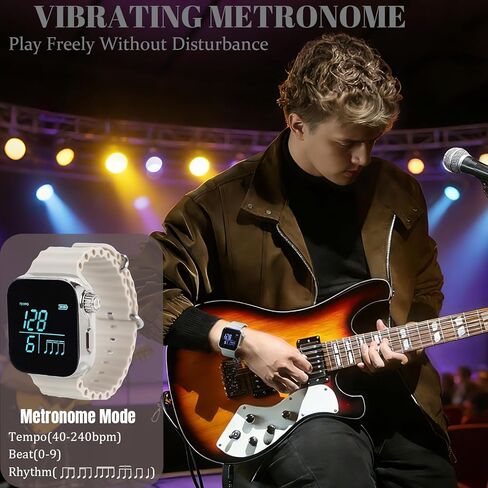 AKLOT Vibrating Metronome Watch, App-Adjustable Pulse Metronomes (Instrument/Sports/24-Hour Time), Wrist Metronome for Drum/Guitar Practice, Vibration Beat to Avoid Sound Disturbance (Black) in Saudi Arabia