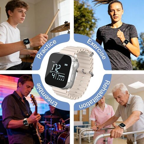 AKLOT Vibrating Metronome Watch, App-Adjustable Pulse Metronomes (Instrument/Sports/24-Hour Time), Wrist Metronome for Drum/Guitar Practice, Vibration Beat to Avoid Sound Disturbance (Black) in Saudi Arabia