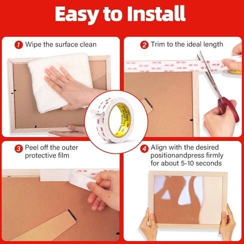 3M Double Sided Tape,1in X 9.85ft Heavy Duty Removable Mounting Tape for Wall, White Sticky Foam Tape, Picture Hanging Strips, Waterproof Adhesive Strips for LED Light in Saudi Arabia
