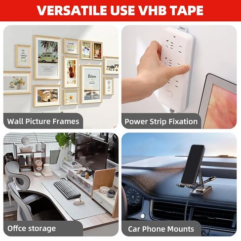 3M Double Sided Tape,1in X 9.85ft Heavy Duty Removable Mounting Tape for Wall, White Sticky Foam Tape, Picture Hanging Strips, Waterproof Adhesive Strips for LED Light in Saudi Arabia