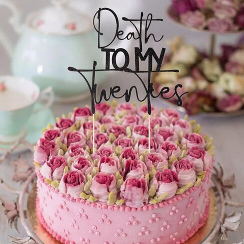 غطاء علوي للكيك من Death to My Twenties Rip To My 20s ديكورات أعياد الميلاد الجنازة وديكور حفلات أعياد الميلاد Death to My Youth Cheer to 30 عامًا/مستلزمات تزيين حفلات عيد الميلاد الثلاثين السعيدة، لامع أسود in Kuwait