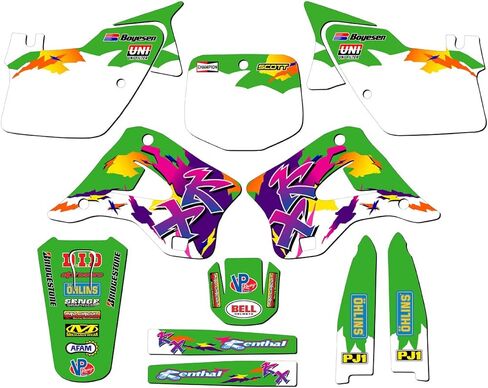 1996-1998 KX 250 Throwback Green Senge Graphics Complete Kit Compatible with Kawasaki in Kuwait
