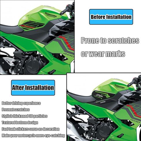 For NINJA 400 Ninja 400 2025 Motorcycle fuel tank pad Side panel protective decals Anti-slip can stickers Knee pad fuel tank traction side pad ninja 400 2019-2025 motorcycle accessories in Saudi Arabia