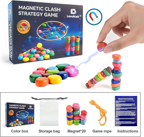Magnet Game with String, Magnetic Chess Game with Stones – 20 Magnetic Stones Game, Strategy Party Travel Game for Adults in Saudi Arabia