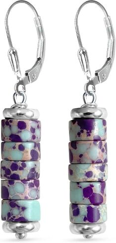 Vertical Bar Agalmatolite Stone Beads Drop Earrings,Natural Gemstone Cylinder Dangle Earrings for Women (A01_Agalmatolite) in Kuwait