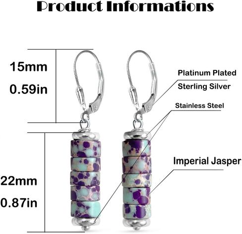 Vertical Bar Agalmatolite Stone Beads Drop Earrings,Natural Gemstone Cylinder Dangle Earrings for Women (A01_Agalmatolite) in Kuwait