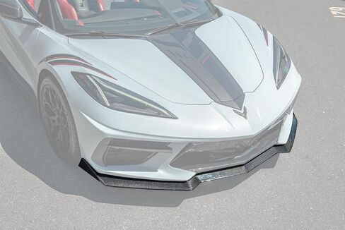 Replacement For 2020-Present Chevrolet Corvette C8 | GM 5VM Style One Piece Design CARBON FIBER Front Bumper Lower Lip Splitter (Carbon Fiber) in Saudi Arabia