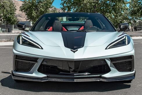Replacement For 2020-Present Chevrolet Corvette C8 | GM 5VM Style One Piece Design CARBON FIBER Front Bumper Lower Lip Splitter (Carbon Fiber) in Saudi Arabia
