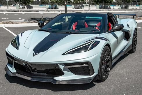 Replacement For 2020-Present Chevrolet Corvette C8 | GM 5VM Style One Piece Design CARBON FIBER Front Bumper Lower Lip Splitter (Carbon Fiber) in Saudi Arabia