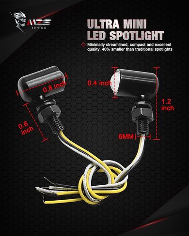 إشارات الانعطاف LED الأمامية للدراجة النارية MZS، وميض ضوء الفرامل الصغير ذو الضوء الكهرماني، تصميم بسيط، برغي عالمي 6 مم، متوافق مع معظم الدراجات النارية العائلية in Kuwait