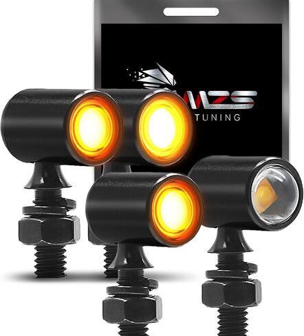 إشارات الانعطاف LED الأمامية للدراجة النارية MZS، وميض ضوء الفرامل الصغير ذو الضوء الكهرماني، تصميم بسيط، برغي عالمي 6 مم، متوافق مع معظم الدراجات النارية العائلية in Kuwait