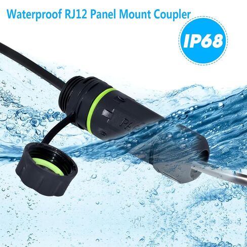 PENGLIN 2PCS Waterproof RJ12 Panel Mount Coupler, CAT3 RJ11/RJ12 6P6C Female to Female Mount Connector, for Voice Communication Telephone Modem in Kuwait