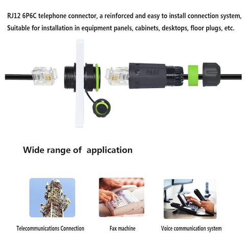 PENGLIN 2PCS Waterproof RJ12 Panel Mount Coupler, CAT3 RJ11/RJ12 6P6C Female to Female Mount Connector, for Voice Communication Telephone Modem in Kuwait