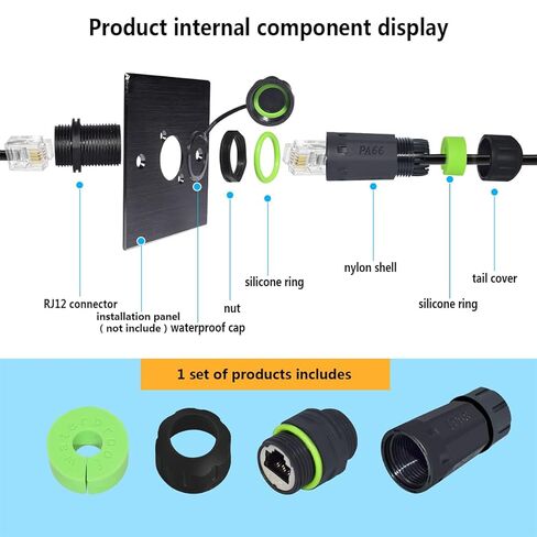 PENGLIN 2PCS Waterproof RJ12 Panel Mount Coupler, CAT3 RJ11/RJ12 6P6C Female to Female Mount Connector, for Voice Communication Telephone Modem in Kuwait
