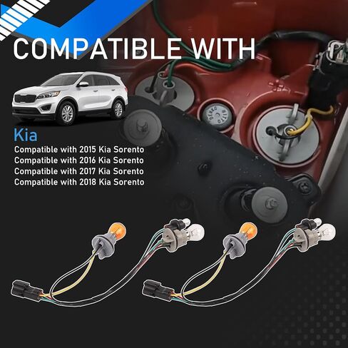 2 Pcs Tail Light Wiring Harness Socket Holder w/Bulbs Compatible with 2015 2016 2017 2018 Kia Sorento Outer Tail Lamp Socket Replaces 92480-C6000 in Kuwait