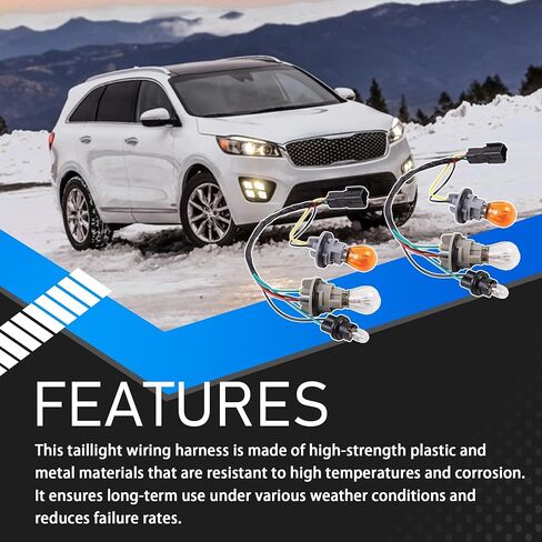 2 Pcs Tail Light Wiring Harness Socket Holder w/Bulbs Compatible with 2015 2016 2017 2018 Kia Sorento Outer Tail Lamp Socket Replaces 92480-C6000 in Kuwait