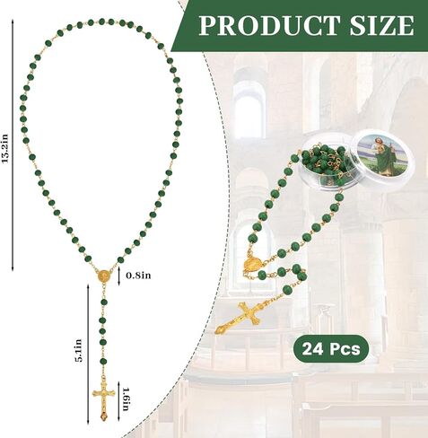 24 Pcs San Judas Tadeo Mini Rosary Rosarios Catolicos with Gift Boxs Baptism Favors for Guests Rosary Beads Necklace Rosarios Para Recuerdos de Bautizo Baptism for First Communion Christening Weddings in Saudi Arabia