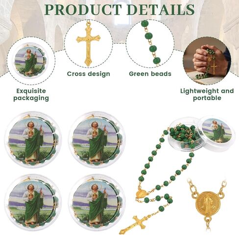 24 Pcs San Judas Tadeo Mini Rosary Rosarios Catolicos with Gift Boxs Baptism Favors for Guests Rosary Beads Necklace Rosarios Para Recuerdos de Bautizo Baptism for First Communion Christening Weddings in Saudi Arabia