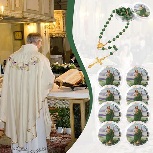 24 Pcs San Judas Tadeo Mini Rosary Rosarios Catolicos with Gift Boxs Baptism Favors for Guests Rosary Beads Necklace Rosarios Para Recuerdos de Bautizo Baptism for First Communion Christening Weddings in Saudi Arabia