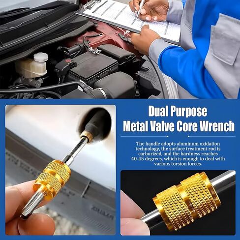 Car Tire Valve Stem Removal Tool, Multifunction Vehicle Wheel Air Stem Remover Installation Tool with 20 Valve Cores and 10 Caps, Automotive Tires Repair Accessories, Universal Fit in Saudi Arabia