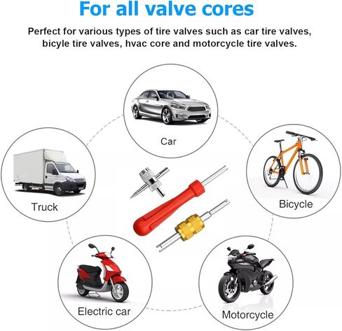 Car Tire Valve Stem Removal Tool, Multifunction Vehicle Wheel Air Stem Remover Installation Tool with 20 Valve Cores and 10 Caps, Automotive Tires Repair Accessories, Universal Fit in Saudi Arabia
