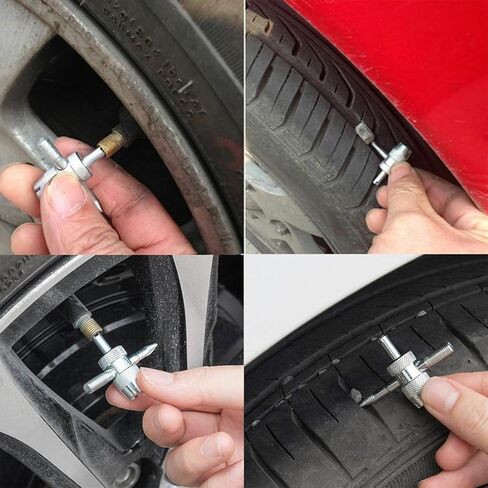Car Tire Valve Stem Removal Tool, Multifunction Vehicle Wheel Air Stem Remover Installation Tool with 20 Valve Cores and 10 Caps, Automotive Tires Repair Accessories, Universal Fit in Saudi Arabia
