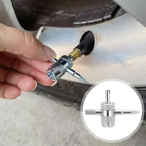 Car Tire Valve Stem Removal Tool, Multifunction Vehicle Wheel Air Stem Remover Installation Tool with 20 Valve Cores and 10 Caps, Automotive Tires Repair Accessories, Universal Fit in Saudi Arabia