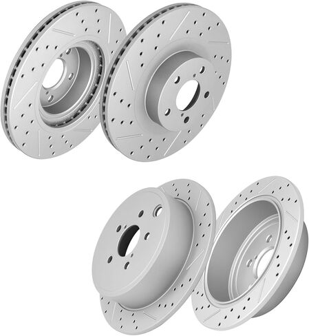 Front and Rear Drilled & Slotted Disc Brake Rotors Set for 2009-2013 Subaru Forester, 2010-2014 Outback, Legacy, 2008-2014 Impreza, WRX in Saudi Arabia
