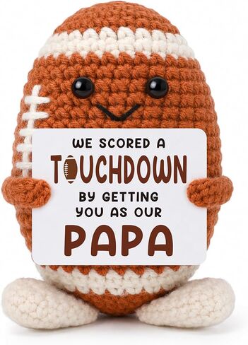 Papa Fathers Day Grandpa Gifts from Grandkids, Father's Day Grandpa Papa Birthday Gifts from Granddaughter Grandson, Best Grandfather Ever Gift, Grandparents Day Gift, Funny Handmade Crochet Football in Saudi Arabia