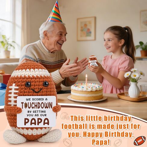 Papa Fathers Day Grandpa Gifts from Grandkids, Father's Day Grandpa Papa Birthday Gifts from Granddaughter Grandson, Best Grandfather Ever Gift, Grandparents Day Gift, Funny Handmade Crochet Football in Saudi Arabia