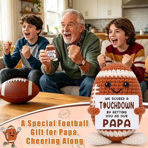 Papa Fathers Day Grandpa Gifts from Grandkids, Father's Day Grandpa Papa Birthday Gifts from Granddaughter Grandson, Best Grandfather Ever Gift, Grandparents Day Gift, Funny Handmade Crochet Football in Saudi Arabia